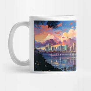 Anime Honolulu A Vibrant Anime Inspired Cityscape Mug